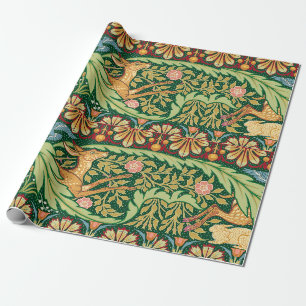Weihnachtsmann Hirsch und Kaninchen - Walter Crane Geschenkpapier