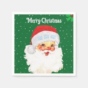 Weihnachtsmann HO HO HO auf Grün Serviette