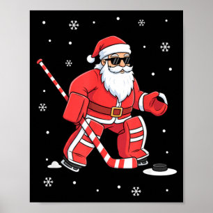 Weihnachtsmann Hockey Spieler Xmas Sport Dies Ist Poster