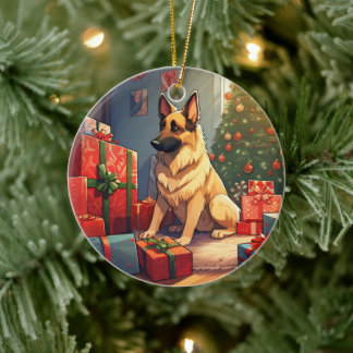 Weihnachtsmann, Hund Lover Keramik Ornament
