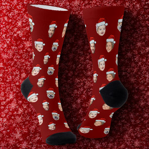 Weihnachtsmann Hut Benutzerdefinierte Familie 4 Fo Socken
