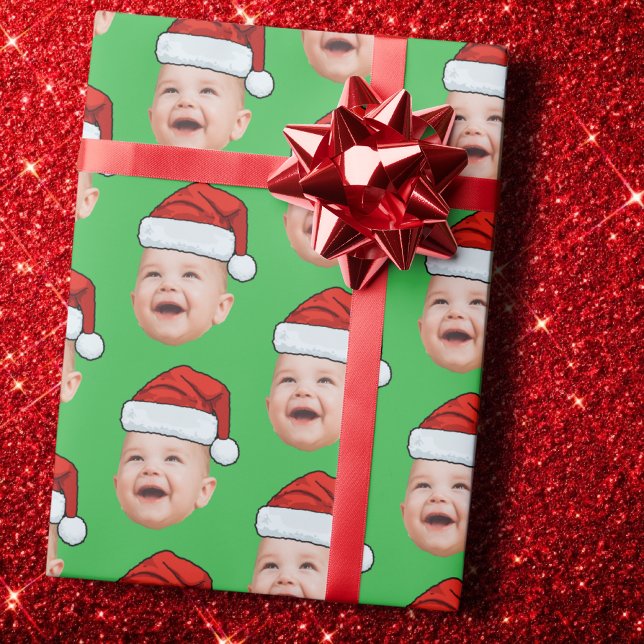 Weihnachtsmann Hut benutzerdefiniertes Gesicht Fot Geschenkpapier (Von Creator hochgeladen)