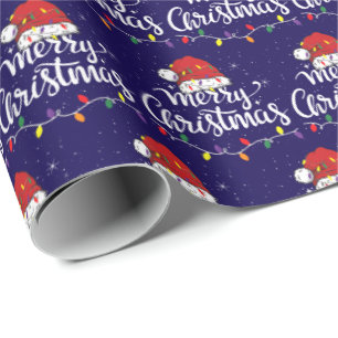 Weihnachtsmann Hut Frohe Weihnachten Lichter Xmas  Geschenkpapier