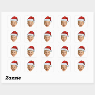 Weihnachtsmann-Hut-Gesicht-Sticker, individuelles  Quadratischer Aufkleber