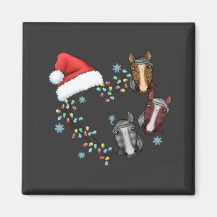 Weihnachtsmann-Hut mit Pferden Reitsport-Weihnacht Magnet