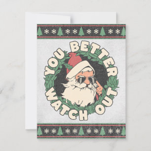 Weihnachtsmann - Ihr passt besser auf - Retro Feiertagskarte