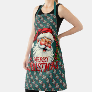 Weihnachtsmann Illustration Muster im Vintage Stil Schürze