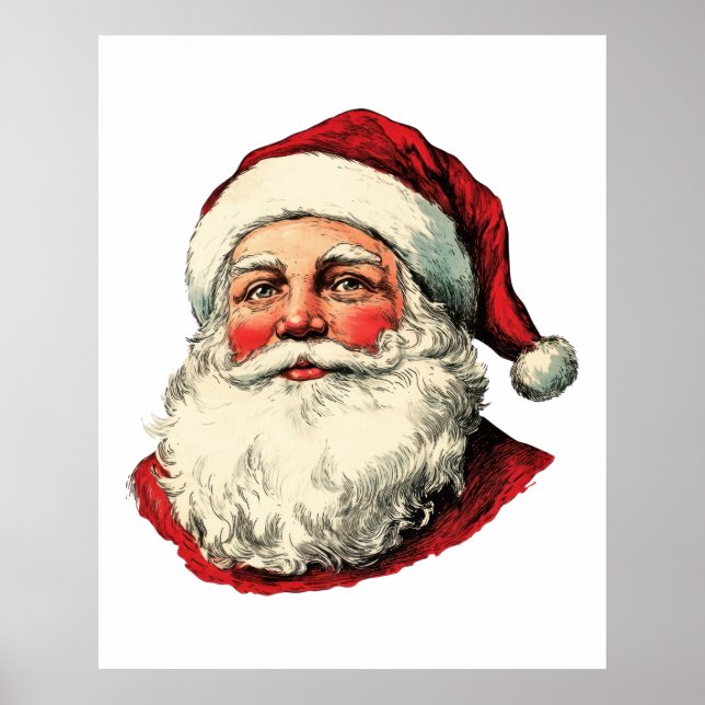 Weihnachtsmann-Illustration Poster (Vorne)