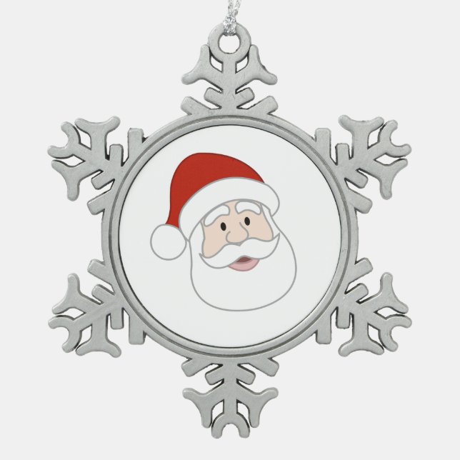 Weihnachtsmann-Illustration Schneeflocken Zinn-Ornament (Vorderseite)