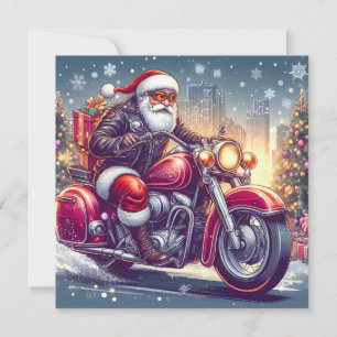 Weihnachtsmann im Biker‑Modus Feiertagskarte