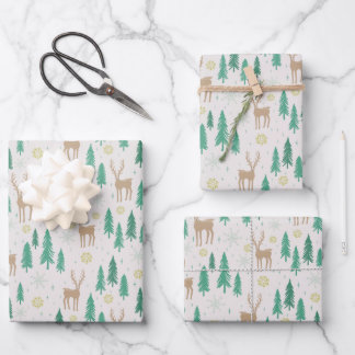 Weihnachtsmann im Evergreen Winterwald Geschenkpapier Set
