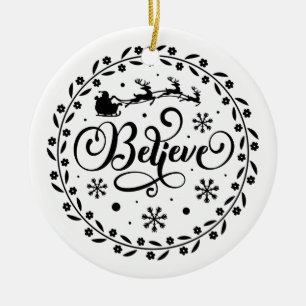 Weihnachtsmann im Flying Sleigh Weihnachten Keramik Ornament