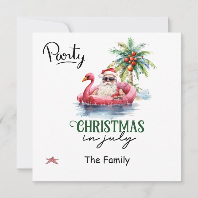 Weihnachtsmann im Juli Einladung (Vorderseite)