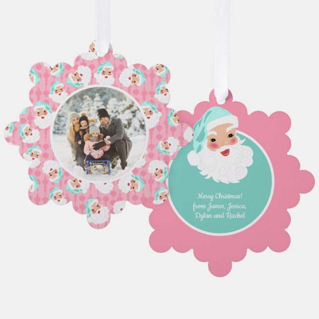 Weihnachtsmann im Mint Grüner Hut Weihnachten Ornament Karte (Vorderseite/Rückseite)