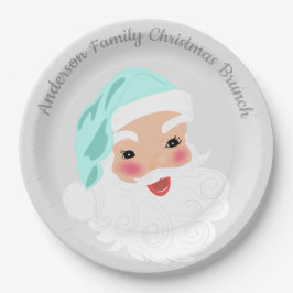 Weihnachtsmann im Mint Grüner Hut Weihnachten Pappteller
