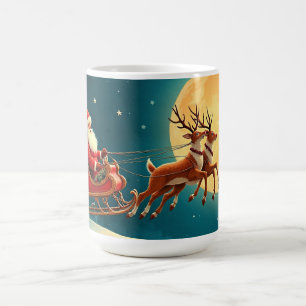 Weihnachtsmann im Schlitten mit Rentieren Kaffeetasse