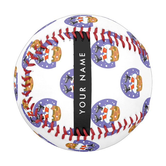 Weihnachtsmann im Schornstein, Schnee, Weihnachten Baseball (Vorderseite Links)