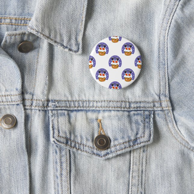 Weihnachtsmann im Schornstein, Schnee, Weihnachten Button (Beispiel)