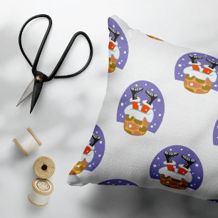 Weihnachtsmann im Schornstein, Schnee, Weihnachten Dekokissen