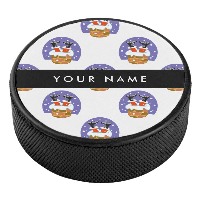 Weihnachtsmann im Schornstein, Schnee, Weihnachten Eishockey Puck (3/4)