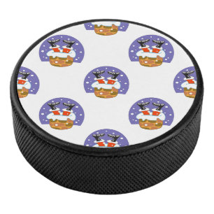 Weihnachtsmann im Schornstein, Schnee, Weihnachten Eishockey Puck