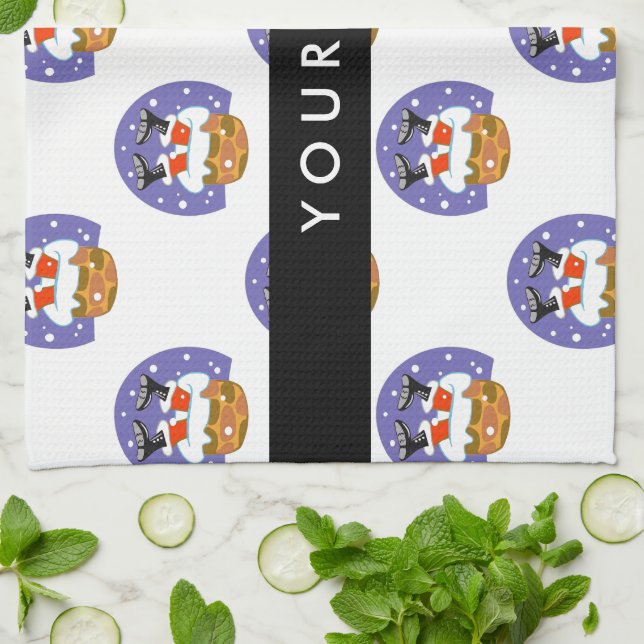 Weihnachtsmann im Schornstein, Schnee, Weihnachten Geschirrtuch (Gefaltet)