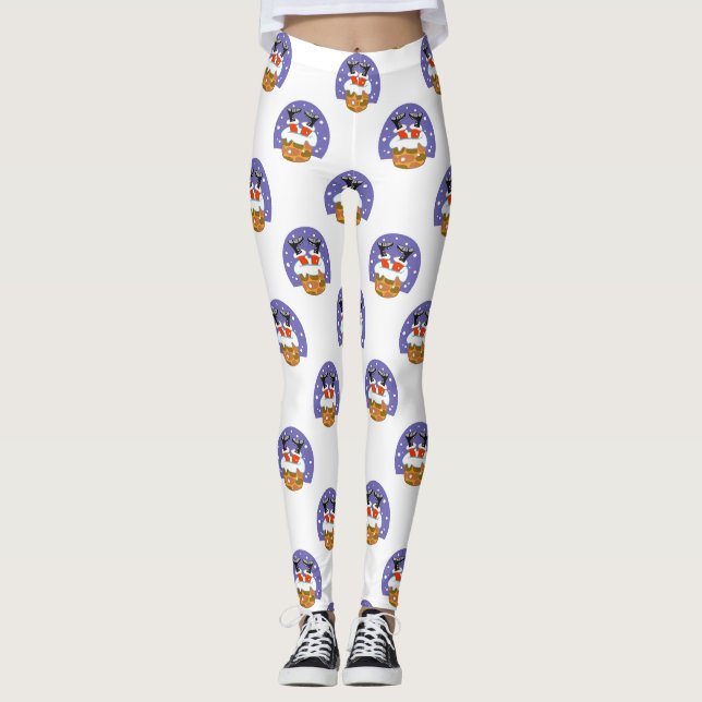 Weihnachtsmann im Schornstein, Schnee, Weihnachten Leggings (Vorderseite)