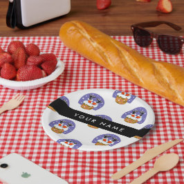 Weihnachtsmann im Schornstein, Schnee, Weihnachten Pappteller