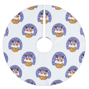 Weihnachtsmann im Schornstein, Schnee, Weihnachten Polyester Weihnachtsbaumdecke