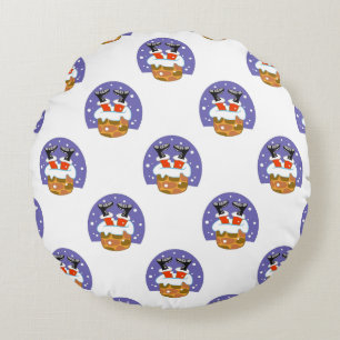 Weihnachtsmann im Schornstein, Schnee, Weihnachten Rundes Kissen