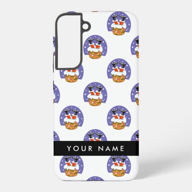 Weihnachtsmann im Schornstein, Schnee, Weihnachten Samsung Galaxy Hülle (Rückseite)