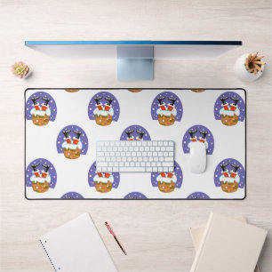 Weihnachtsmann im Schornstein, Schnee, Weihnachten Schreibtischunterlage