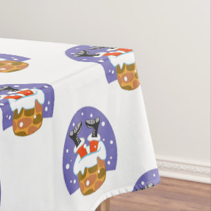 Weihnachtsmann im Schornstein, Schnee, Weihnachten Tischdecke