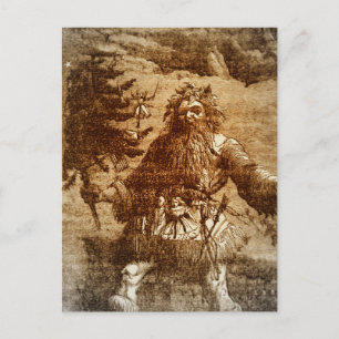 Weihnachtsmann im Sepia-Toile-Stil im Vintage-Look Feiertagspostkarte