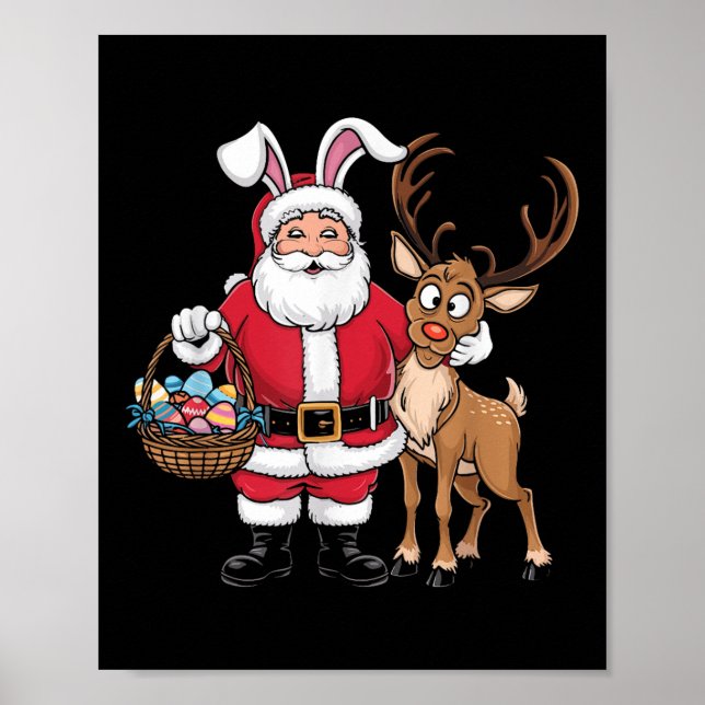 Weihnachtsmann im sonnigen Ost mit sonnigen Ohren  Poster (Vorne)
