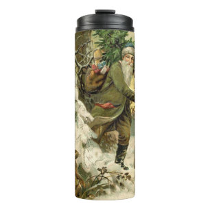 Weihnachtsmann im viktorianischen Stil auf dem Wei Thermosbecher