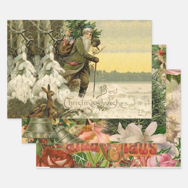 Weihnachtsmann im viktorianischen Weihnachtsbaum-S Geschenkpapier Set (Set)
