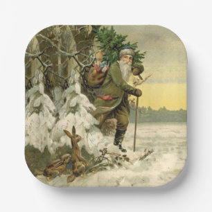 Weihnachtsmann im viktorianischen Weihnachtsbaum-S Pappteller