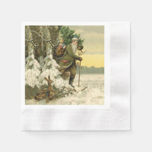 Weihnachtsmann im viktorianischen Weihnachtsbaum-S Serviette