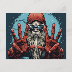 Weihnachtsmann im Vintage-Look Heavy Metal Rock an Feiertagspostkarte