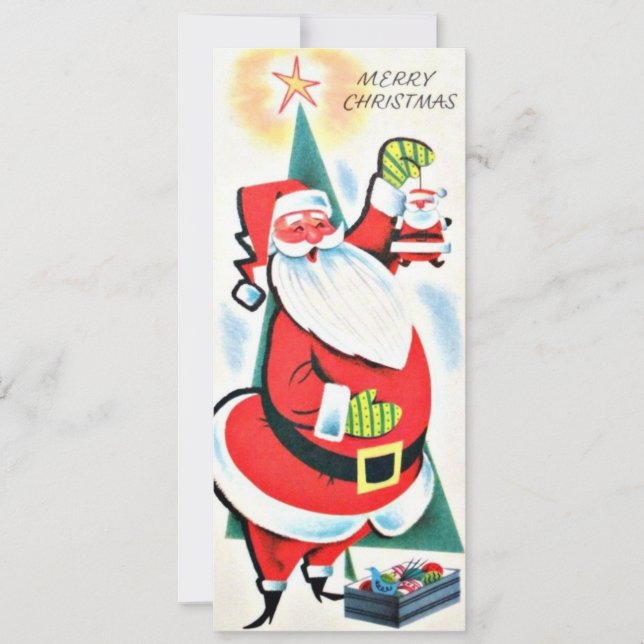 Weihnachtsmann im Vintage-Stil Feiertagskarte (Vorderseite)