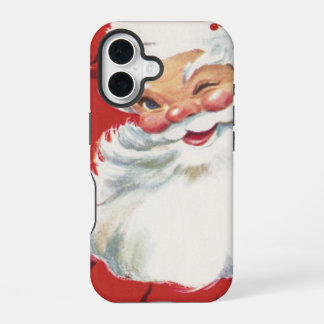Weihnachtsmann im Vintage-Stil, fröhlich und zwink iPhone 16 Hülle