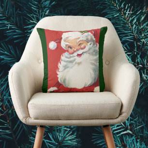 Weihnachtsmann im Vintage-Stil, fröhlich und zwink Kissen