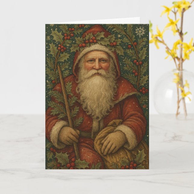 Weihnachtsmann im Vintage-Stil Karte (Gelbe Blume)