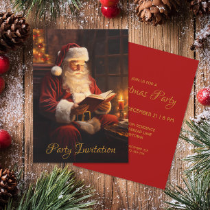 Weihnachtsmann im Vintage-Stil liest ein Buch - Ro Einladung