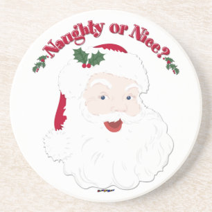 Weihnachtsmann im Vintage-Stil: Naughty or Nice? Sandstein Untersetzer