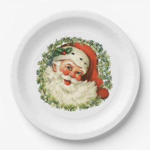 Weihnachtsmann im Vintage-Stil Pappteller