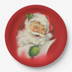 Weihnachtsmann im Vintage-Stil Pappteller