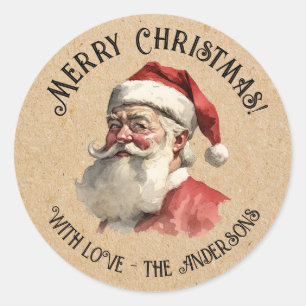 Weihnachtsmann im Vintage-Stil Runder Aufkleber