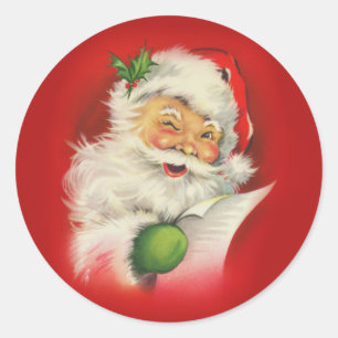 Weihnachtsmann im Vintage-Stil Runder Aufkleber
